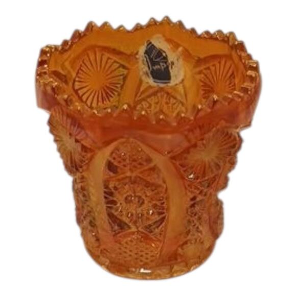 Imperial Marigold Carnival Glass Bellaire Pattern Toothpick Holder Vintage - Picture 7 of 9